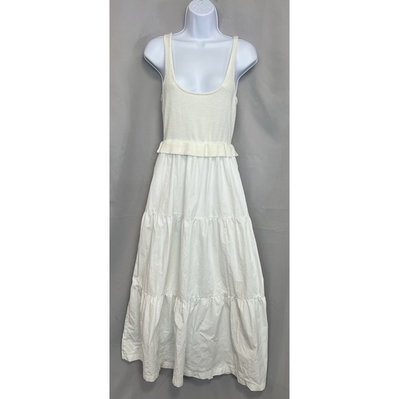 Vestique Dress Women's Medium Babydoll Tiered Midi White Bridal Resort Layered - Picture 1 of 13